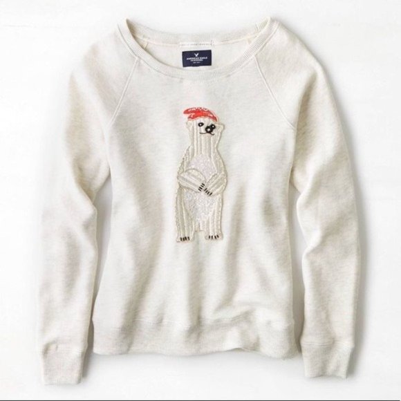 American Eagle Polar Bear Sweatshirt Size S - Picture 1 of 1